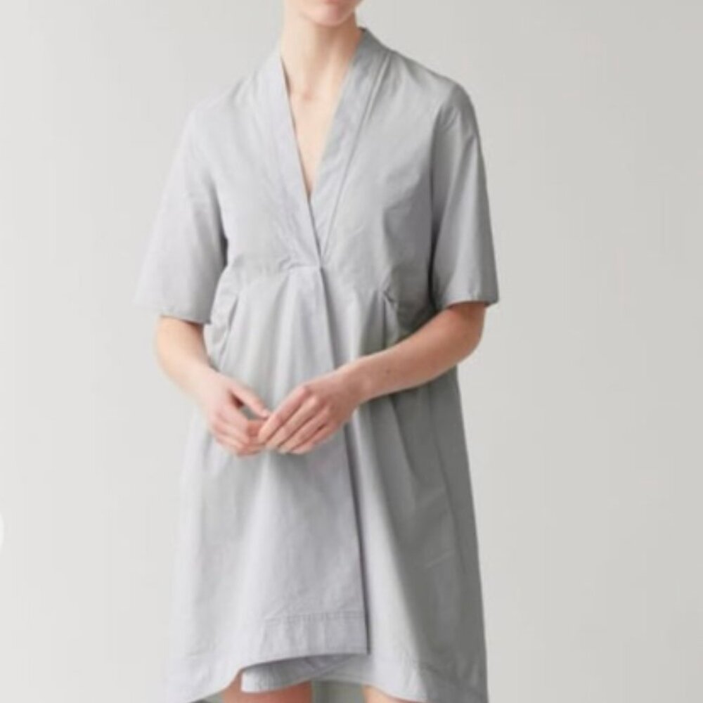 COS Kaftan Dress With Pleat Detail In Grey, XS